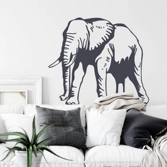 Muursticker Olifanten Silhouet 