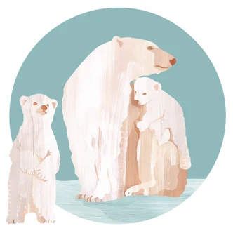Wandtattoo Goed Blauw - Eisbärenfamile 