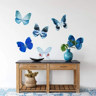 Muursticker Set Hugonnard - Blue Butterflies 
