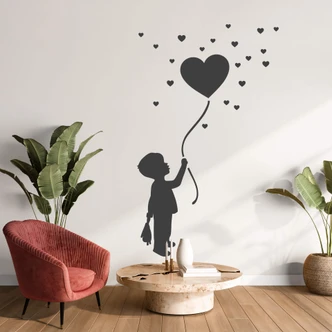 Wall sticker Boy with heart balloon Wall sticker Boy with heart balloon