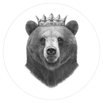 Zelfklevende Muurcirkel Korenkova - King Bear Zelfklevende Muurcirkel Korenkova - King Bear