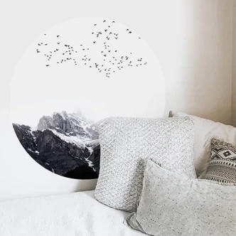 Zelfklevende Wandcirkel Kubistika - High in the Mountains 