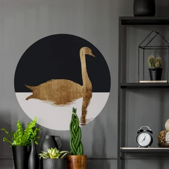 Zelfklevende Wandcirkel Kubistika - Zwanenmeer halve maan Zelfklevende Wandcirkel Kubistika - Zwanenmeer halve maan