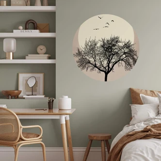 Zelfklevende Wandcirkel Kubistika - Winter Dream 