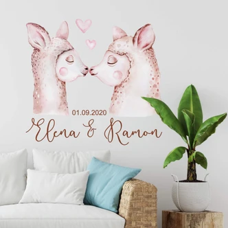 Muursticker Kvilis - Lama's in Love + Eigen Tekst 
