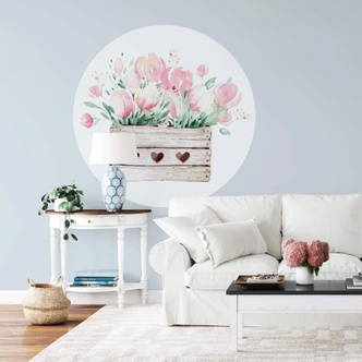 Wandtattoo Kvilis - Frühlingsgruß mit Tulpen - Rund 