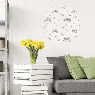 Adesivo murale Kvilis - Conigli tondo 