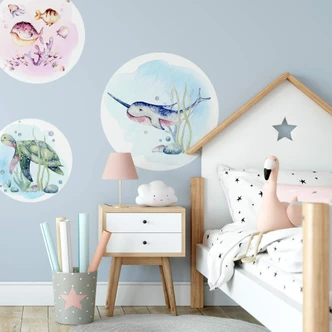 Zelfklevende Wandcirkel Kvilis - Zwaardvis Zelfklevende Wandcirkel Kvilis - Zwaardvis