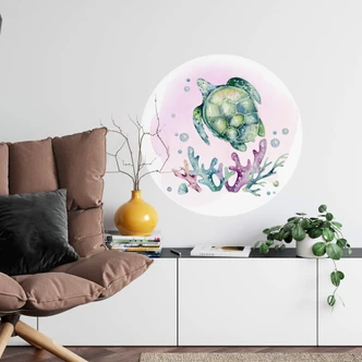 Zelfklevende Wandcirkel Kvilis - Zwemmende Schildpad Zelfklevende Wandcirkel Kvilis - Zwemmende Schildpad