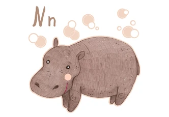 Muursticker Loske N is van Nijlpaard 