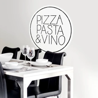 Wandtattoo Pizza Pasta und Vino - Weiss - Rund 