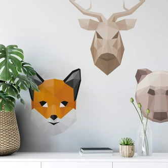 Muursticker Vos in geometrische vorm 