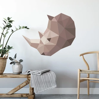 Muursticker Neushoorn in geometrische vorm 
