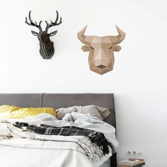 Muursticker Stier in geometrische vorm 