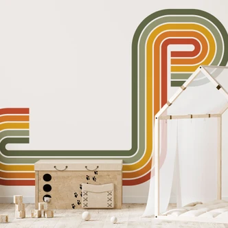 Wandtattoo Retro Streifen Form Set (6-teilig) | Regenbogenfarben Wandtattoo Retro Streifen Form Set (6-teilig) | Regenbogenfarben