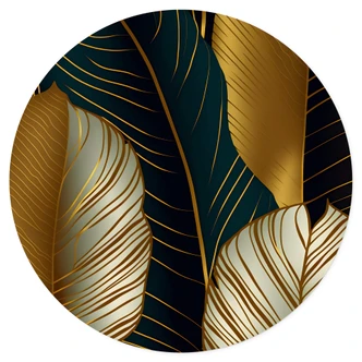 Wandtattoo Goldfarbene Palmenblätter Abstrakt - Rund 