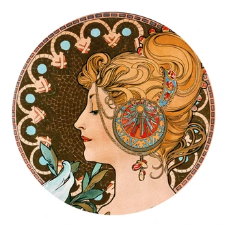 Zelfklevende Wandcirkel Mucha - Veren 