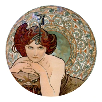 Zelfklevende Wandcirkel Mucha - Smaragd 