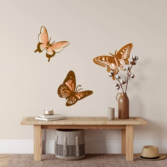 Muursticker Geillustreerde Vlinders Bruin (3 stuks) 
