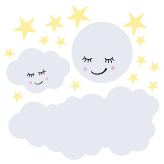 Wandtattoo Sternenhimmel mit Wolke und Mond schlafend 