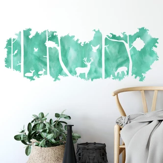 Muursticker Bos Silhouet - groen 