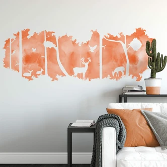 Muursticker Bos Silhouet - oranje 