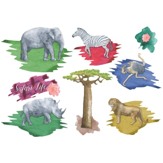 Muursticker set Aquarel Safari 