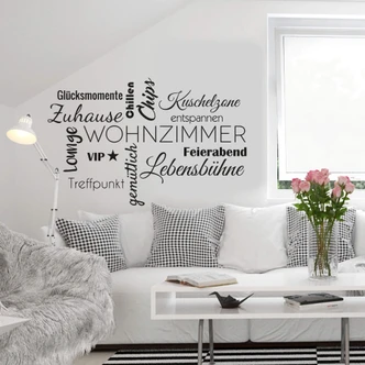 Wandtattoo Wohnzimmer Wortwolke 