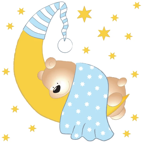 Wandtattoo Fürs Babyzimmer – Mit Wolken, Sternen, Mond Und Vogel, Personalisierbar, 1000 X 335 Mm
