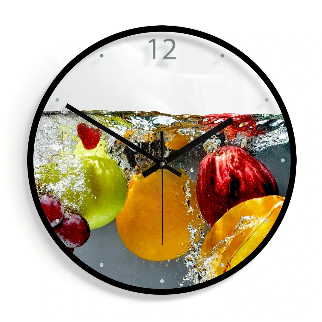 horloge murale design en verre - Murs du Temps
