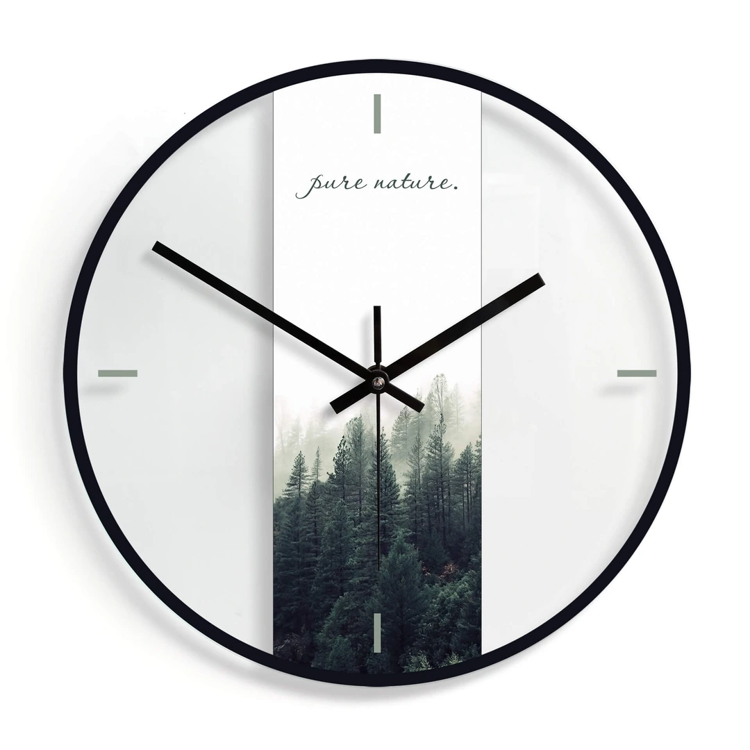 Horloge murale en verre 40x40cm Silencieuse Orchidée nature eau fleur Wall Clock