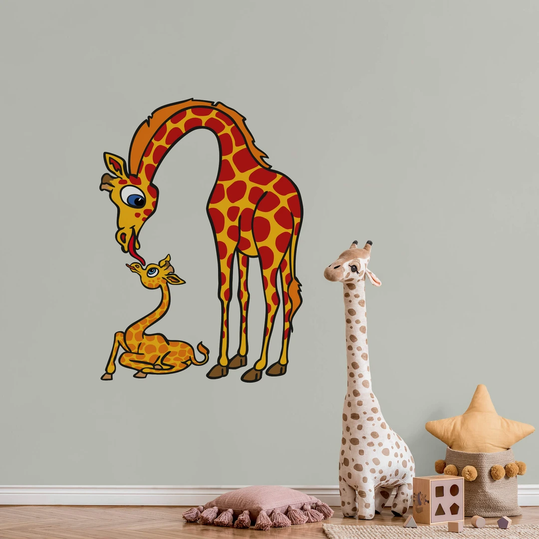Autocollant Mural Girafe Doré - Décoration Crèche Chambre Enfant - Personnalisable