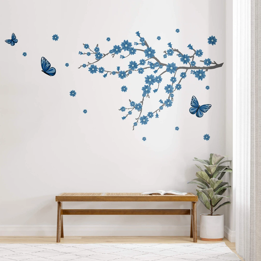 Autocollants muraux - COLAXI - Papillons et fleurs - PVC - 28cm x 28