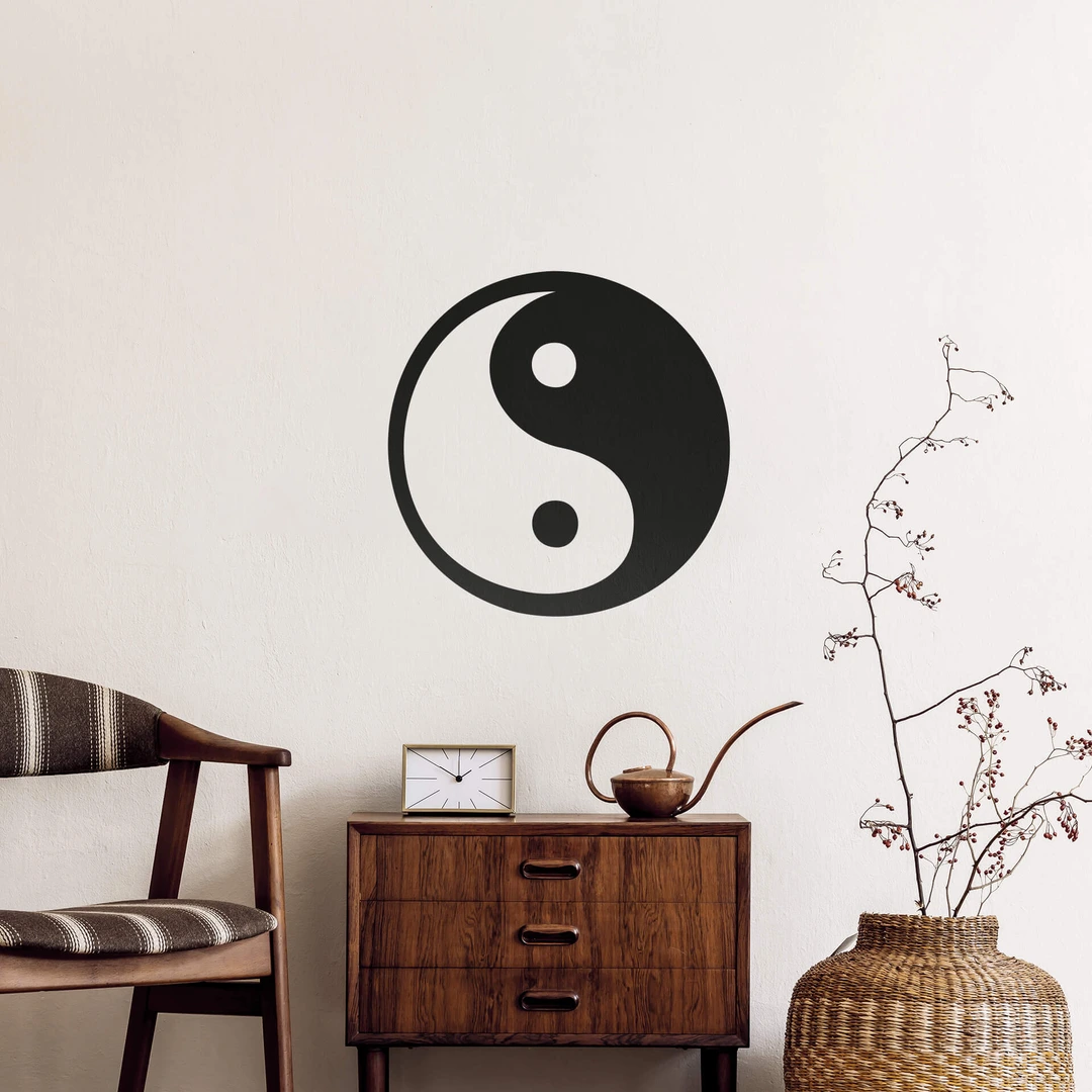 Wandtattoo Yin Yang Drache 45x45 Cm – Anthrazit, Selbstklebend, Für Wand, Glas, Möbel, In 40 Farben Erhältlich