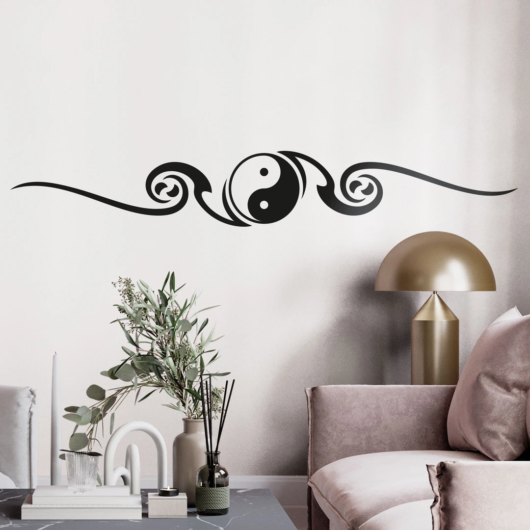 Autocollant Mural Yin Yang – Vinyle Noir Détachable – Déco Zen (z1104)