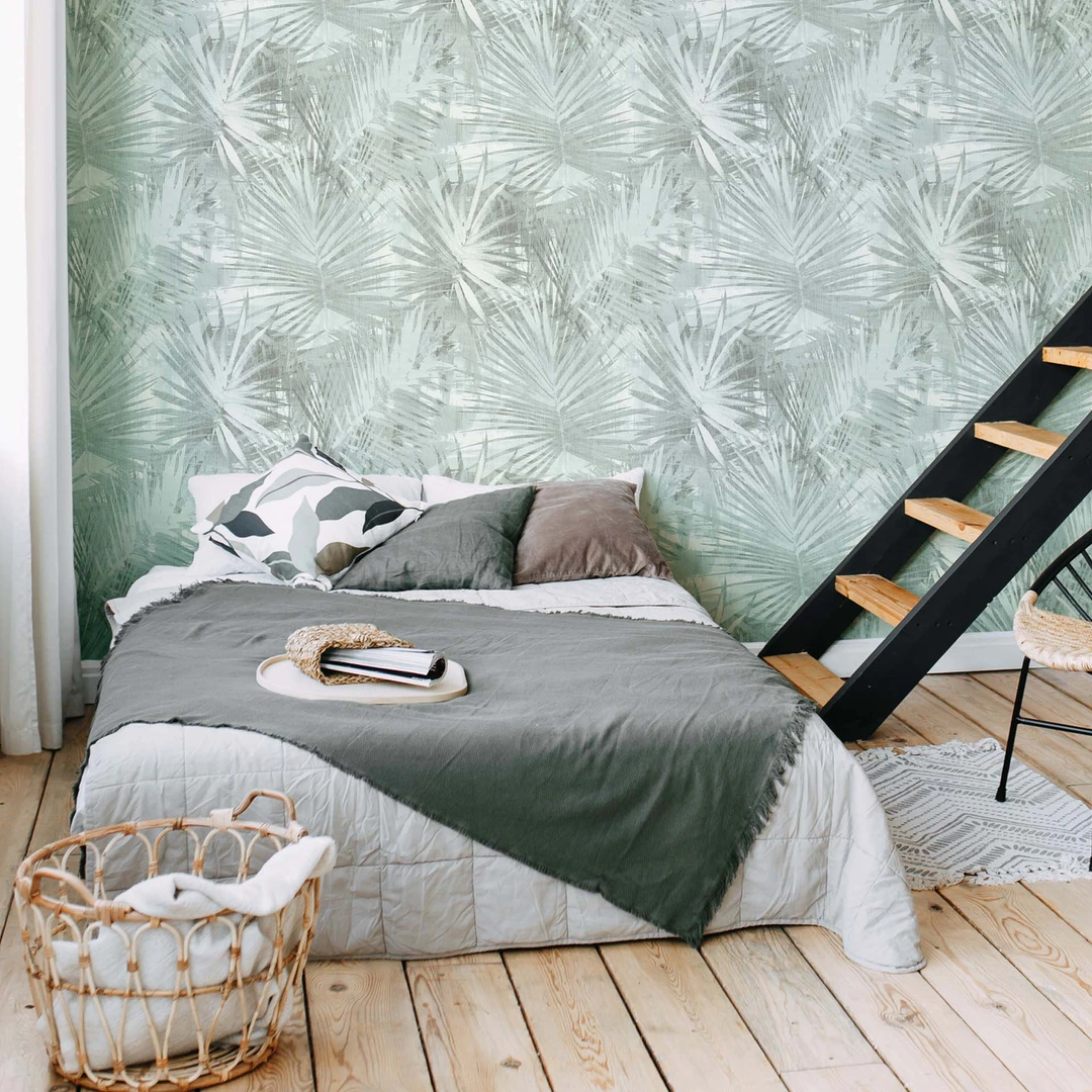 Livingwalls Behang Jungle-motief Groen, Wit En Blauw - 53 Cm X 10.05 M - As-387201