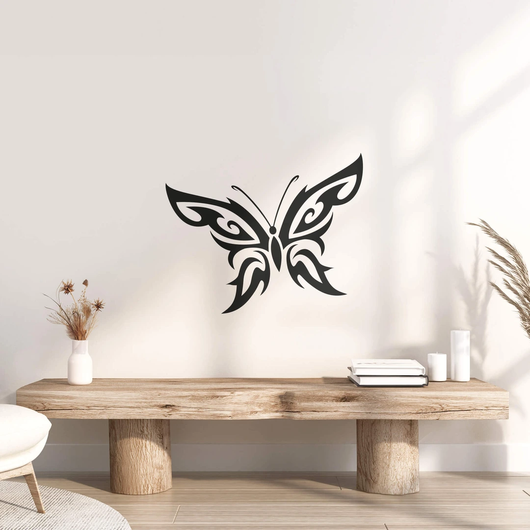 Wandtattoo Gekko Tribal – 60x24 Cm, Schwarz, Selbstklebend, Nachleuchtend | Für Tapete, Putz, Glas