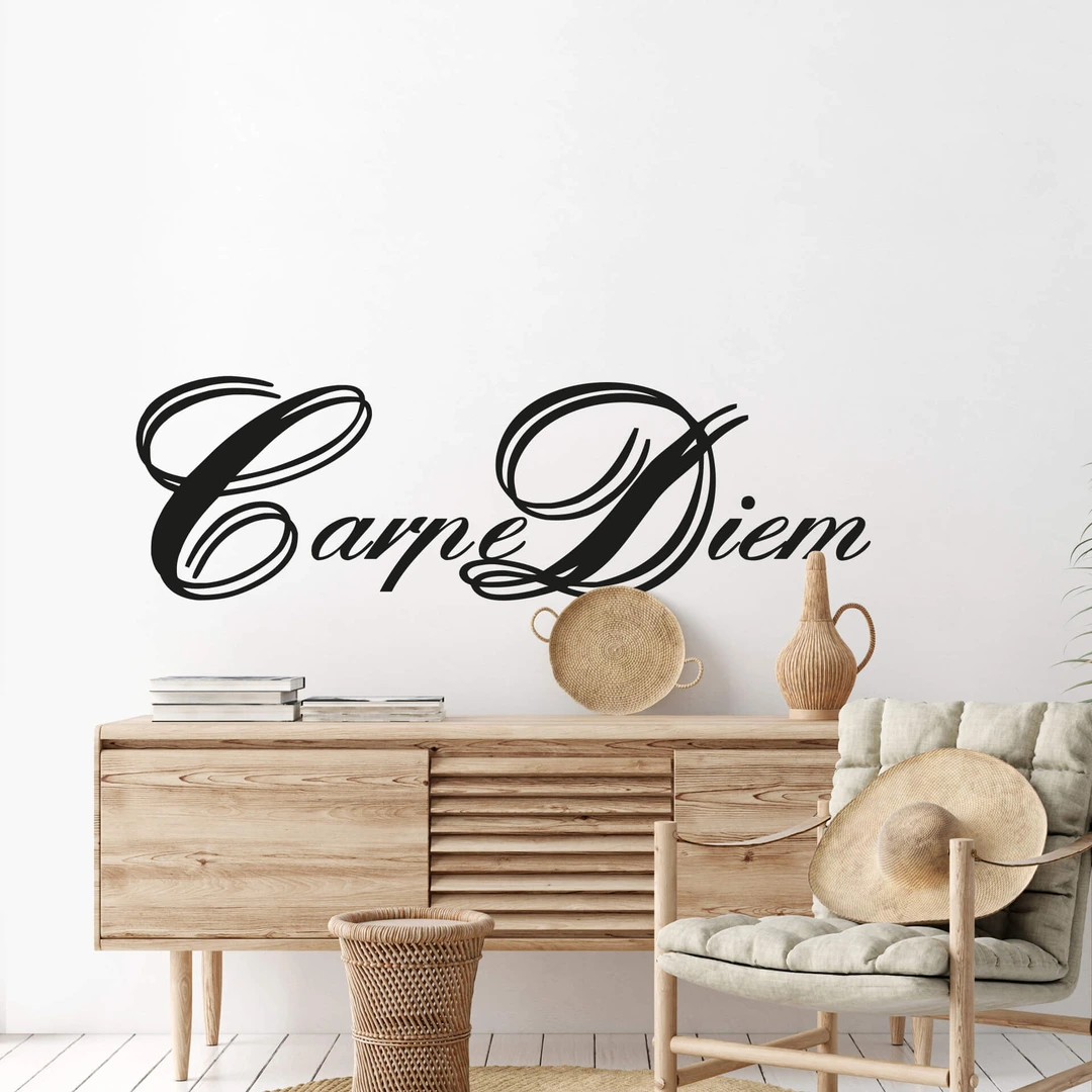 Wandtattoo \"Carpe Diem\" – 70x60 Cm In Rot | Aus Seidenmatter Vinylfolie, Selbstklebend | Für Wand & Möbel