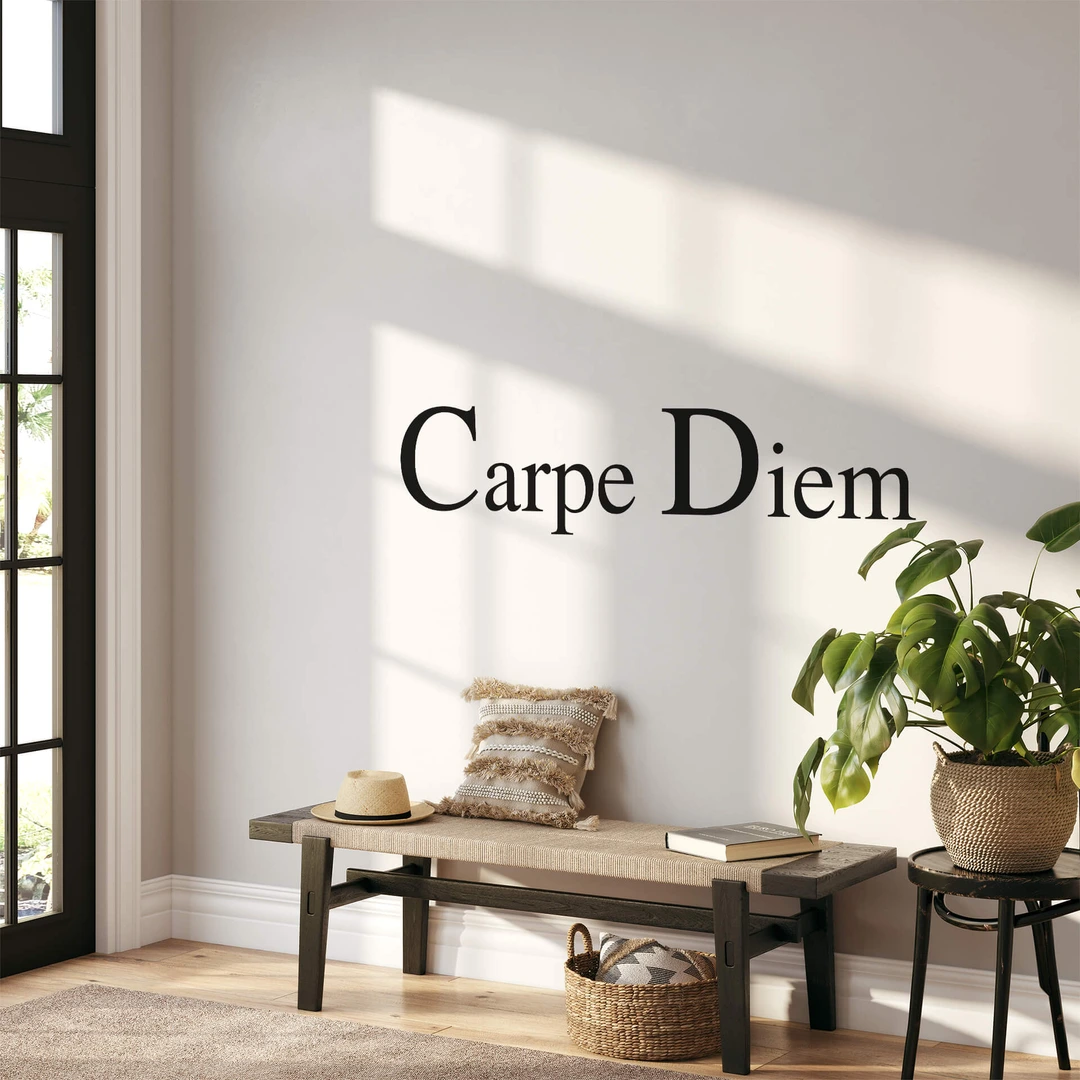 Wandtattoo Carpe Diem 120x37 Cm Schwarz – Selbstklebender Deko-Aufkleber Für Wände & Möbel