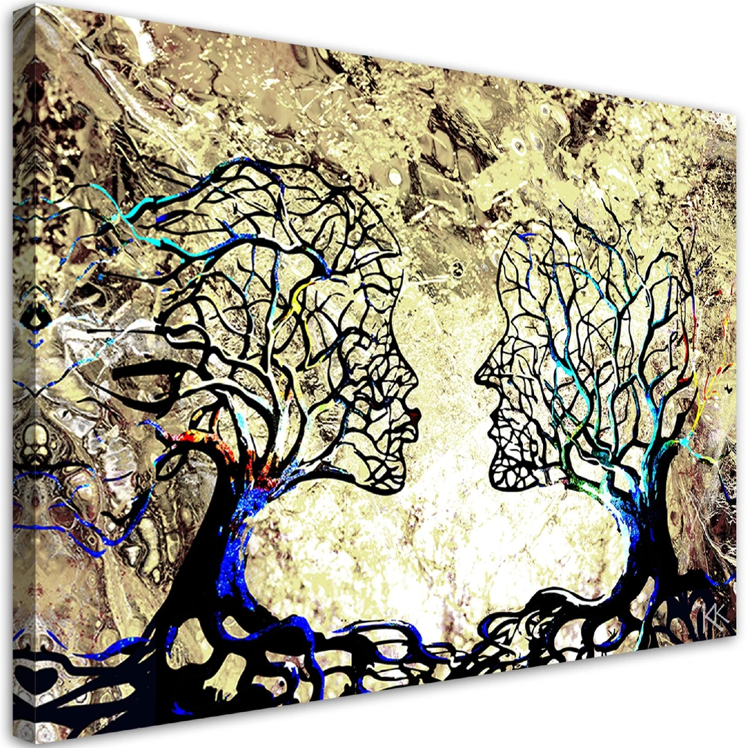 Schilderij Regenboogvelden - kleurrijk abstract landschap met bomen- Abstract