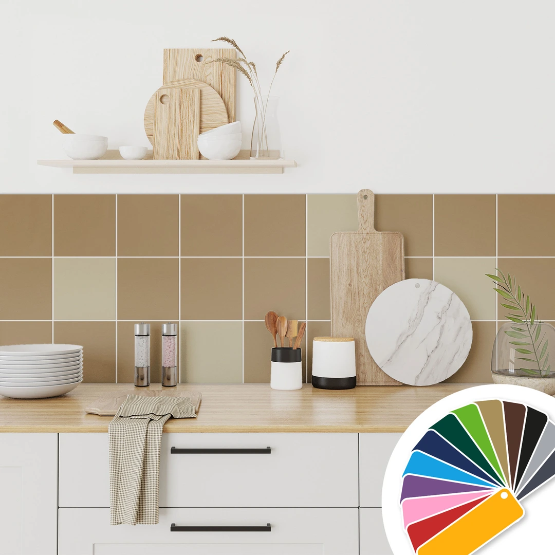 Adesivi Per Piastrelle Kiwistar 25 Pezzi | Beige Satinato 15x20 Cm | Rinnova Cucina E Bagno Con Stile
