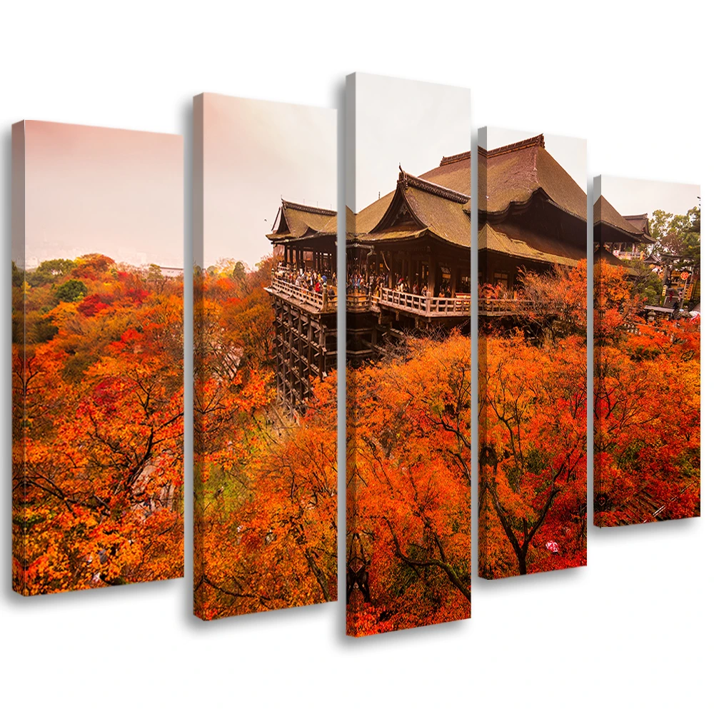 5-delige canvas print Tuin Japan Landschap | wall-art.nl