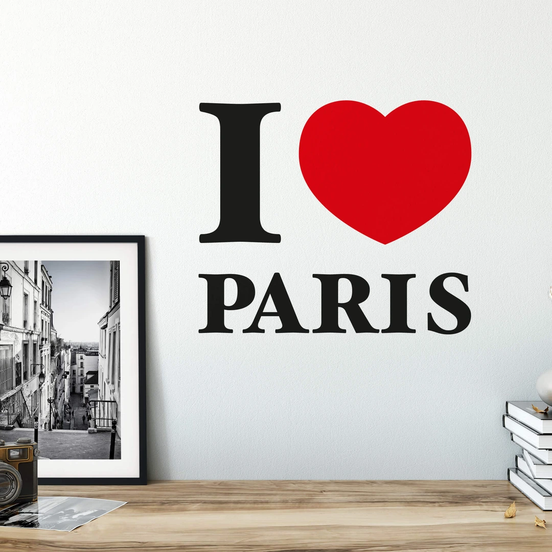 Autocollant Mural Paris 'Ooh La' Avec Cœur - Décoration Amour - Marque WallPressions