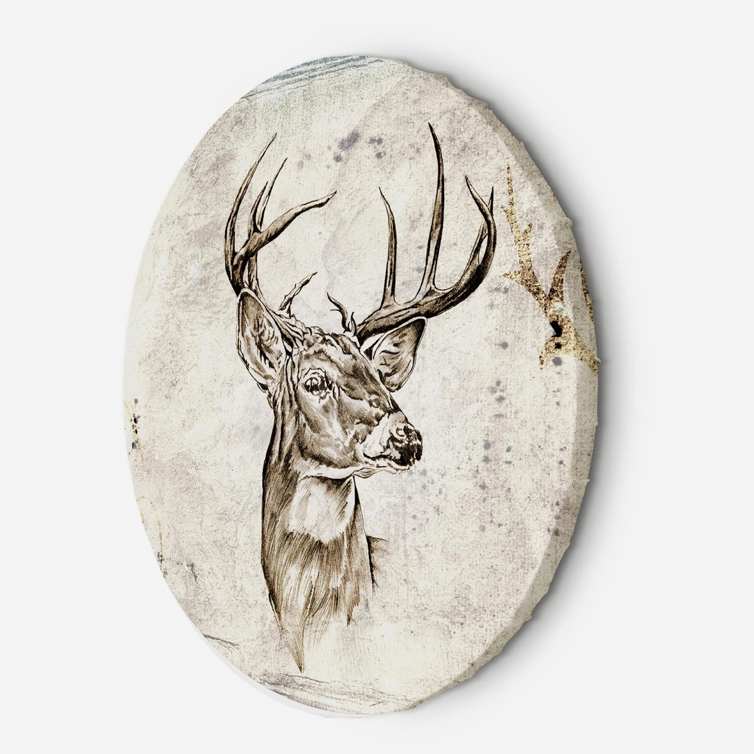Impression d'art sur toile cerf shabby chic, tenture murale cerf vintage - France