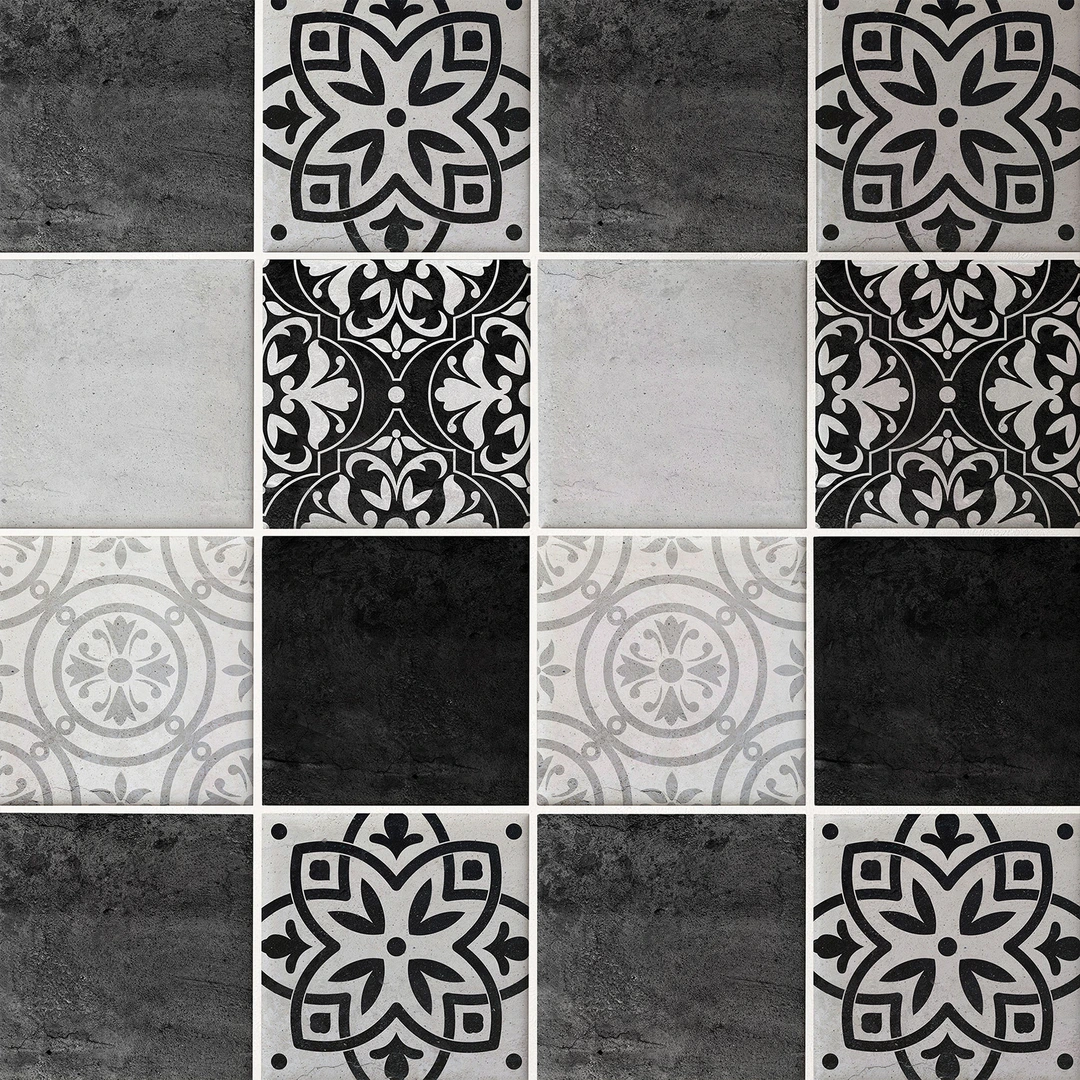 Carta Adesiva Per Piastrelle - 20 Pezzi 20x20 Cm, Bianco E Nero, Per Cucina E Bagno - Foto 12