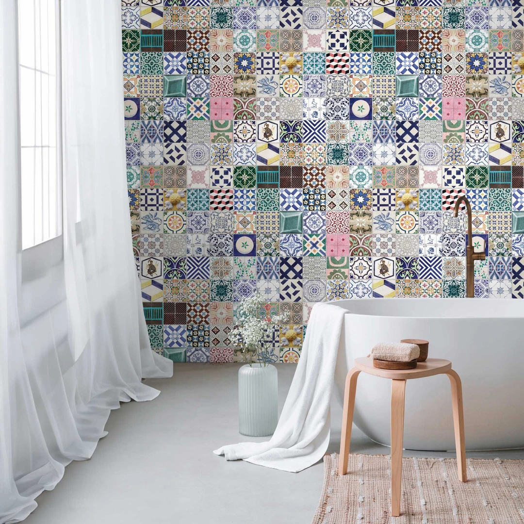 Tenture Murale Kantha Patchwork Multicolore Coton - 105 X 90 Pouces - Vintage Décoratif