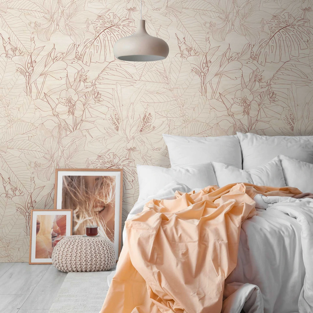 floral-tapete beige - vliestapete mit feinem blumenmuster für