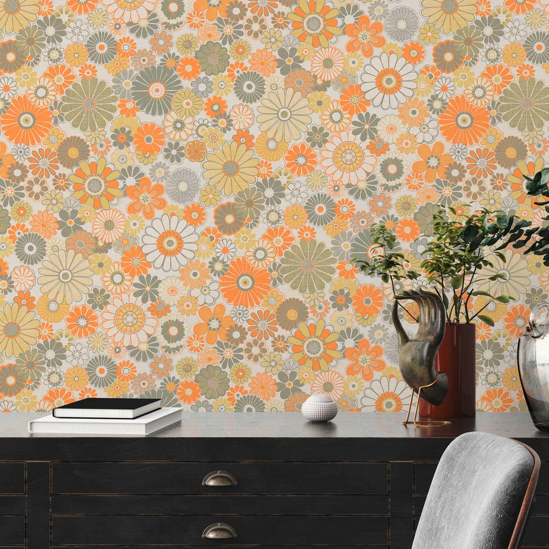 AS Creation Retro Chic - 39535-1 / 395351 Paars - Oranje