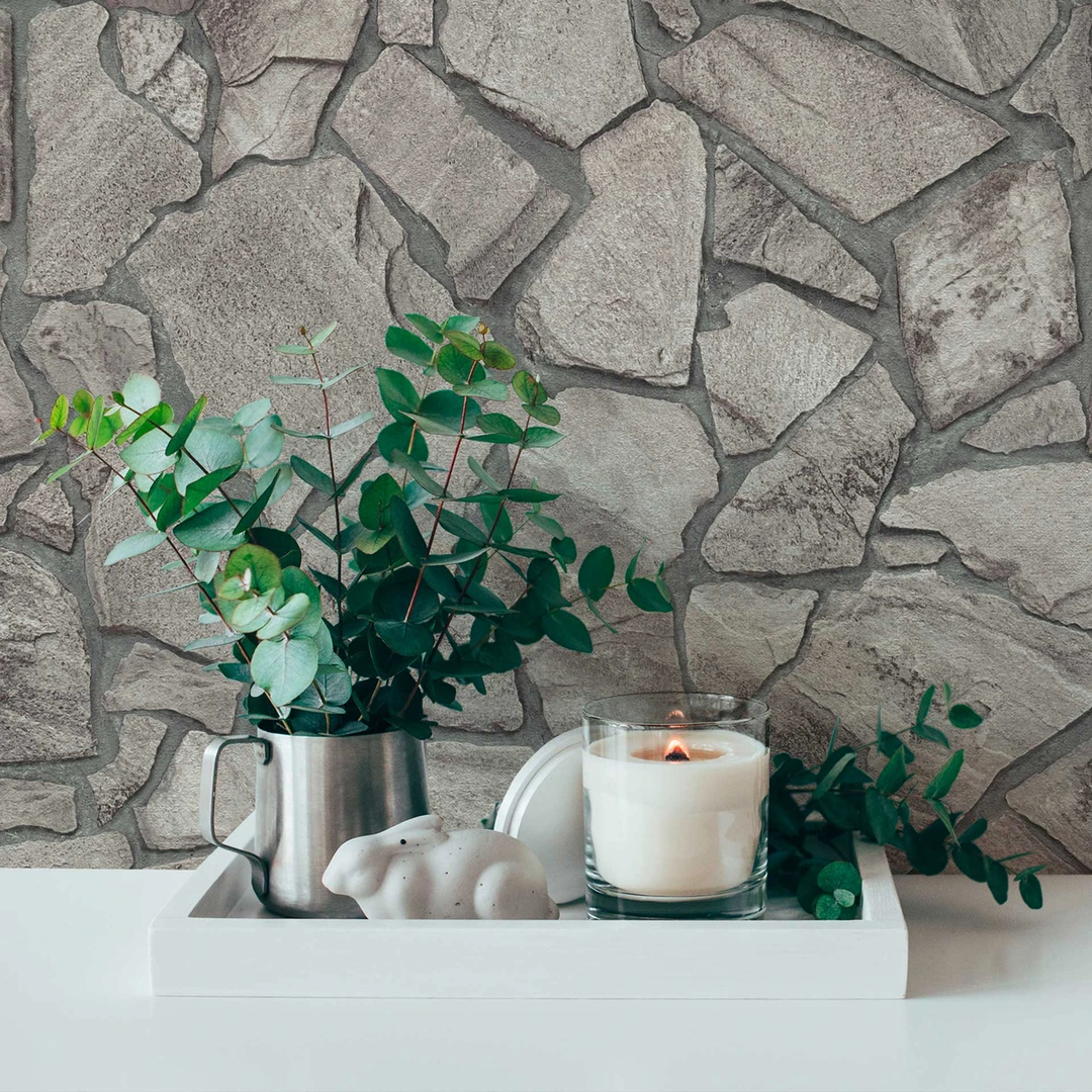 A.S. Création Fotobehang stenen wand - Livingwalls wandbehang beige - structuurbehang op 2,80 m x 1,59 m - behang woonkamer modern