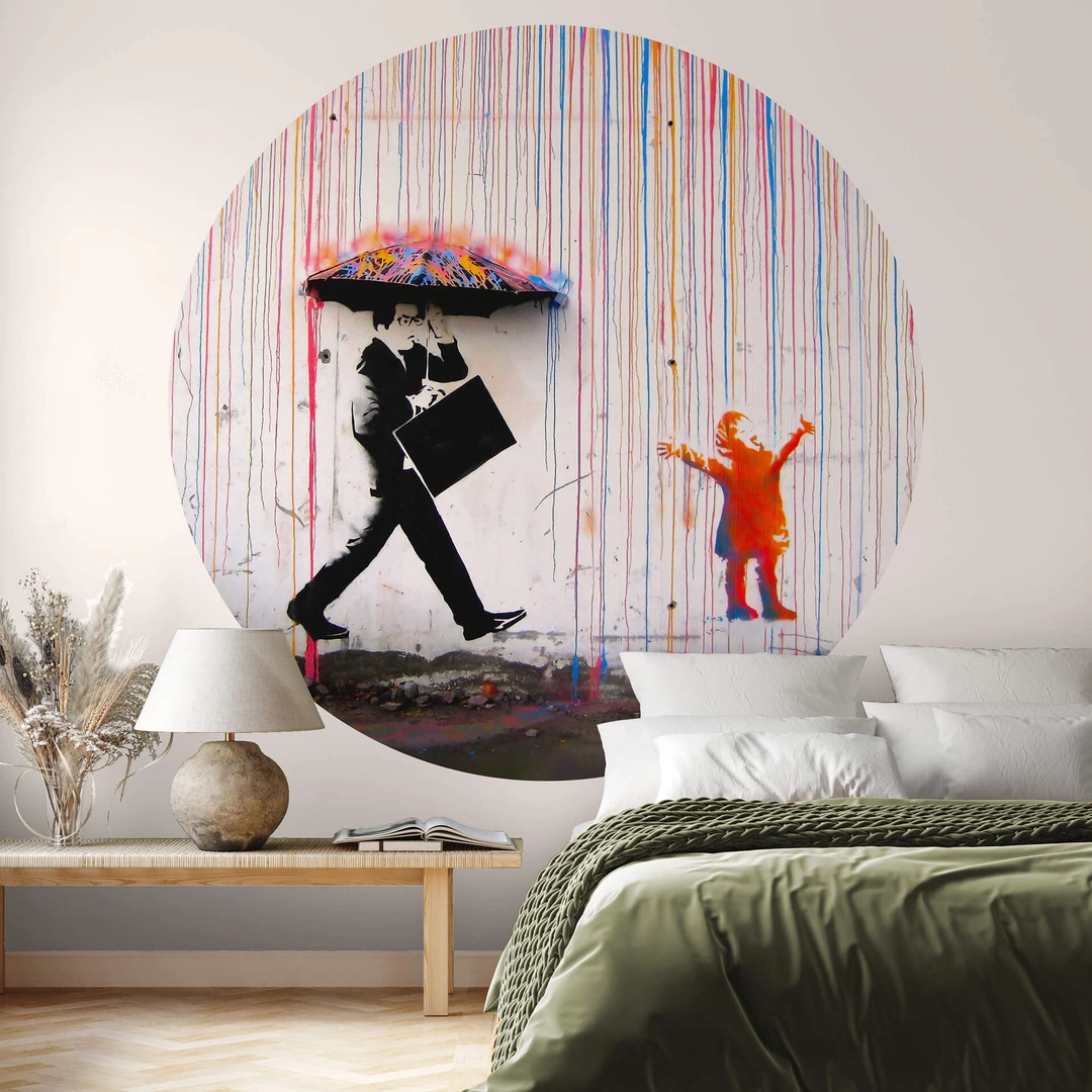JZSDGB Impression Sur Toile Banksy - Pluie colorée - Tableau